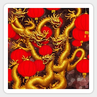 Chinese Dragons And Lanterns Sticker